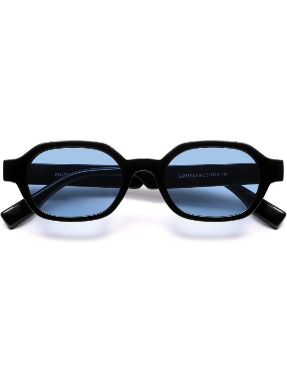 Unisex Blue Carbon Retro Classic Polarized Hexagonal Rectangle Sunglasses